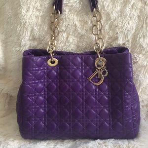 Christian Dior Purple Cannage Quilted Tote Bag